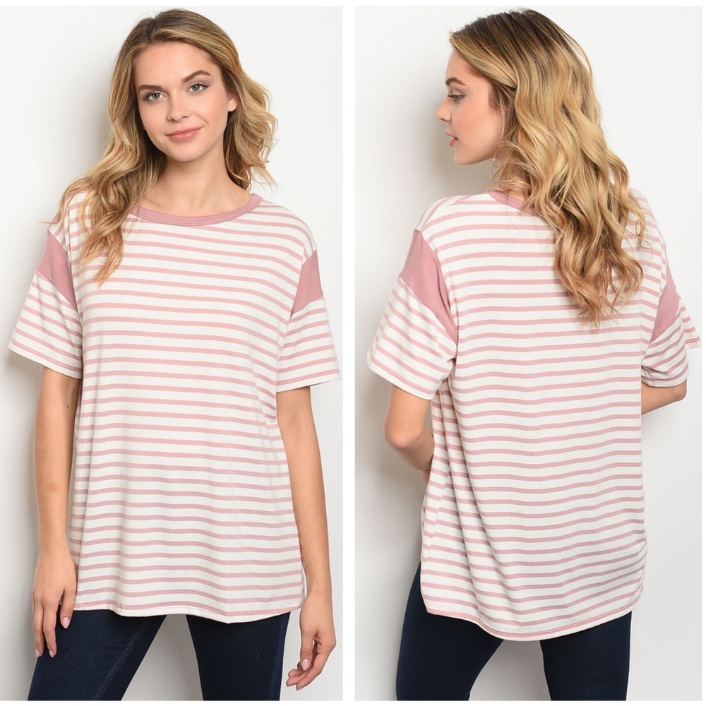 Boutique | Pink Striped Top - Picture 1 of 6